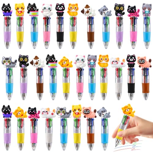 CZWZ 30Pcs Mini Multicolor Pens in One 4-in-1 Cute Pens Bulk for Kids, Ballpoint Pen for Birthdays and Parties, Fun Gifts Ass