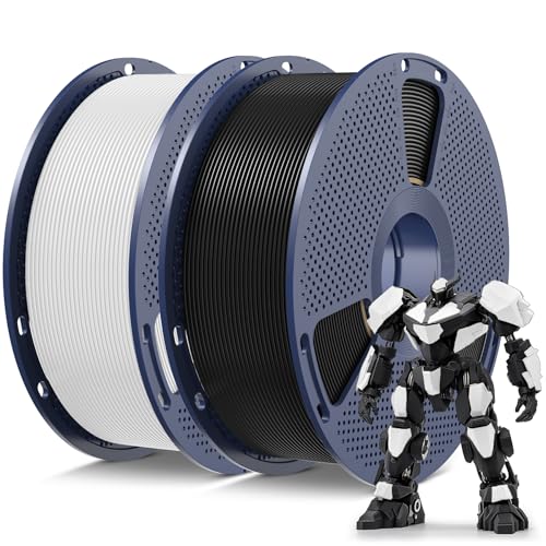 SUNLU PLA 3D Printer Filament, Black & White, 2-Pack, 2KG Total