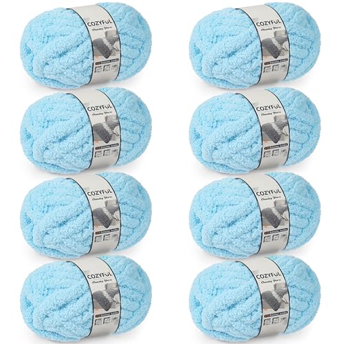 Cozyful Chunky Yarn for Hand Knitting - #10 Chunky Chenille Yarn, Jumbo Big Thick Chunky Yarns for Crocheting, Super Bulky Ch