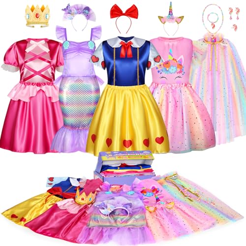 LIMIROLER 18 Pcs Princess Dress Up Clothes for Little Girls,Princess Dress Up Toys for Toddler Girls, Birthday Christmas Part