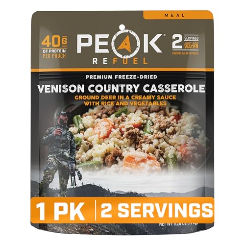 Peak Refuel Venison Country Casserole Freeze-Dried Hunting Meal, 2 Servings