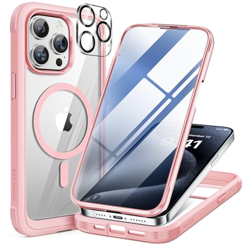 miracase Magnetic for iPhone 15 Pro Case [Compatible with MagSafe] Full-Body Phone case with Built-in Glass Screen Protector&