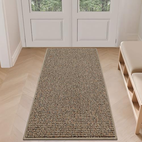 BEQHAUSE Dirt Trapper Door Mat 24" x 60", Non-Slip Washable Doormats, Beige