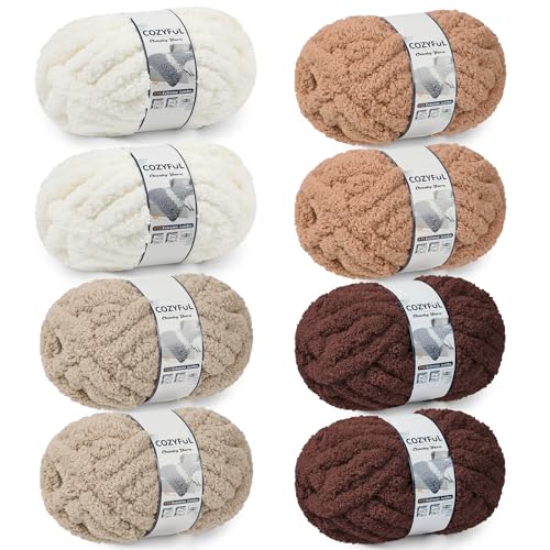Cozyful Chunky Yarn for Hand Knitting - #10 Chunky Chenille Yarn, Jumbo Big Thick Chunky Yarns for Crocheting, Super Bulky Ch