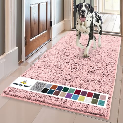 Muddy Mat® | Super Water Absorbent Door Mat Indoor, Microfiber Quick Dry Chenille Entryway Rug, Slip Resistant Front Door Mat