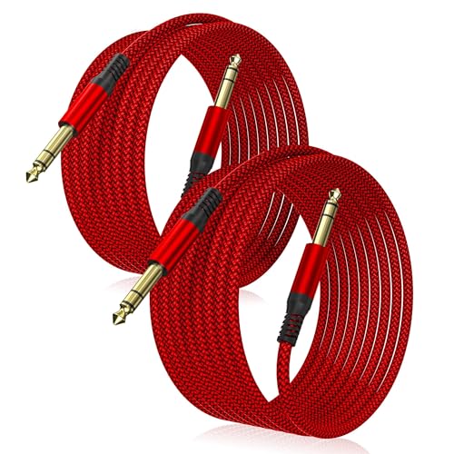Elebase 1/4 Inch TRS Instrument Cable 20FT 2Pack,6.35mm Male Guitar Cord 6M