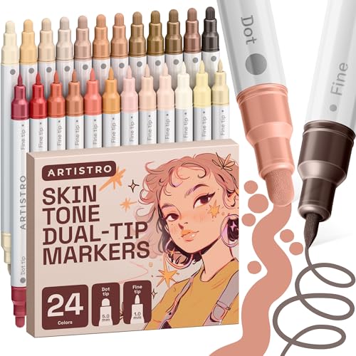 ARTISTRO 24 Skin Tones Dual-Tip Acrylic Paint Marker Pens