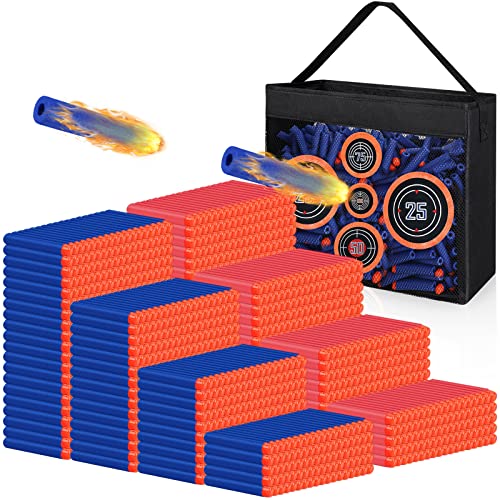 Pokiiulk Refill Darts Bullets Fit for Nerf Guns, 1000 Pcs Foam Darts Fit for Nerf Party with Portable Shooting Practice Targe