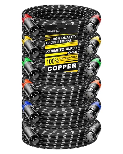VANDESAIL 6 Pack XLR Cables 25ft,Mic Braided Balanced Shielded Color Coded