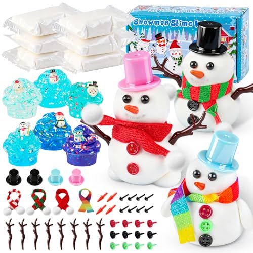 6-Pack Snowman Slime Kit for Kids, Christmas DIY Stocking Stuffer Gift