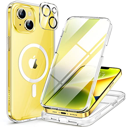 Miracase for iPhone 14 Plus Case, Full-Body Bumper&Glass Case, Clear