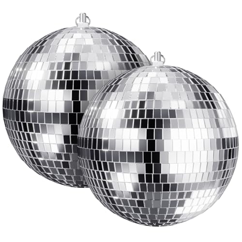 Youdepot 8-Inch Silver Disco Ball Mirror Ball 2-Pack