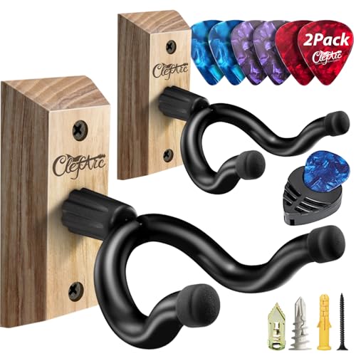 ClefArc Guitar Wall Hanger 2 Pack U-Shaped Ash Mount