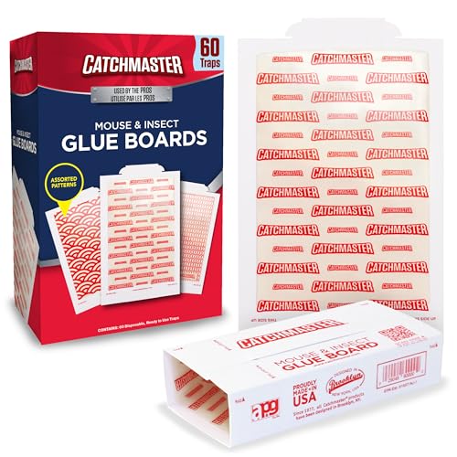Catchmaster Extra Sticky Glue Traps 60pk, XL Glue Boards for Mice & Insects