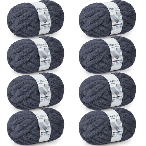 Cozyful Chunky Yarn for Hand Knitting - #10 Chunky Chenille Yarn, Jumbo Big Thick Chunky Yarns for Crocheting, Super Bulky Ch