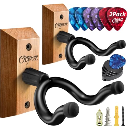 ClefArc Guitar Wall Hanger 2 Pack U-Shaped Cherry Mount