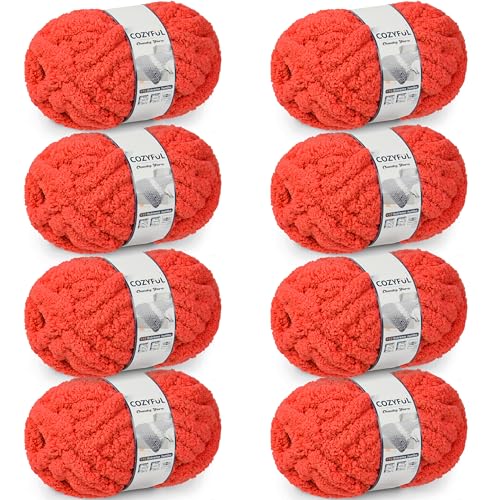 Cozyful Chunky Yarn for Hand Knitting - #10 Chunky Chenille Yarn, Jumbo Big Thick Chunky Yarns for Crocheting, Super Bulky Ch