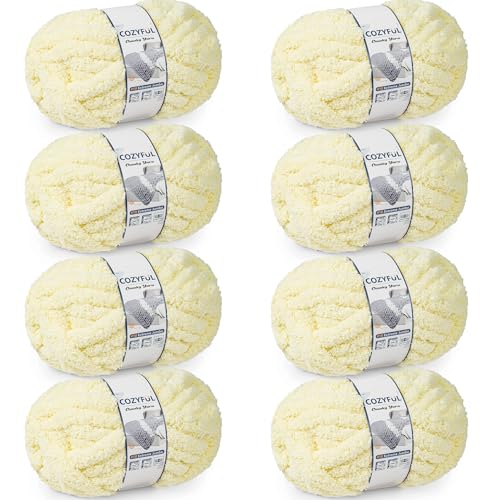 Cozyful Chunky Yarn for Hand Knitting - #10 Chunky Chenille Yarn, Jumbo Big Thick Chunky Yarns for Crocheting, Super Bulky Ch