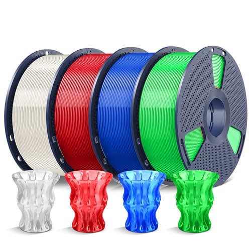 SUNLU PLA 3D Printer Filament, Clear Multicolor, 4-Pack, 4KG Total