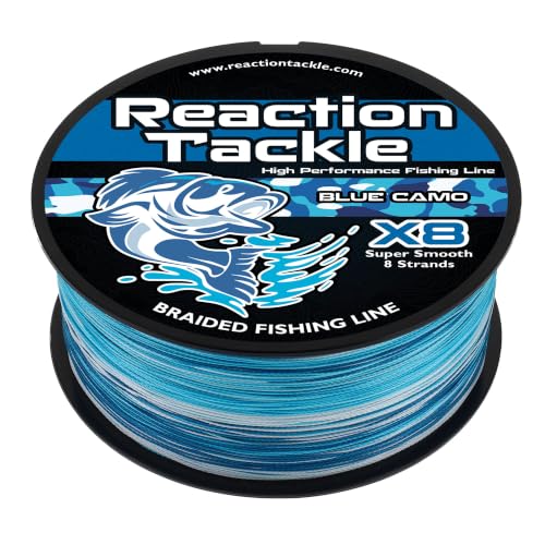 Reaction Tackle Braided Fishing Line X8 Blue Camo 120Lb 300Yd