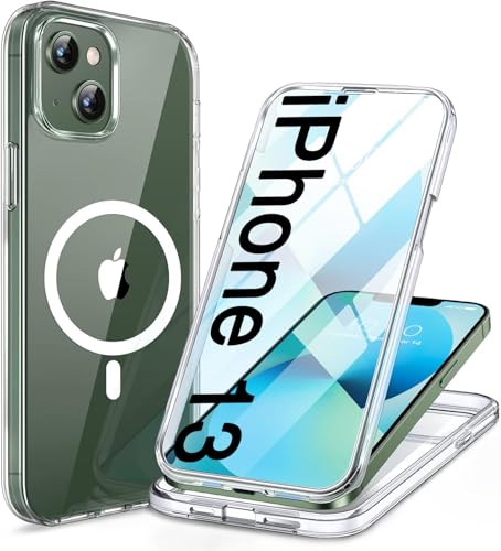 Miracase for iPhone 13 Case 6.1",Built-in Glass Screen Protector,Clear