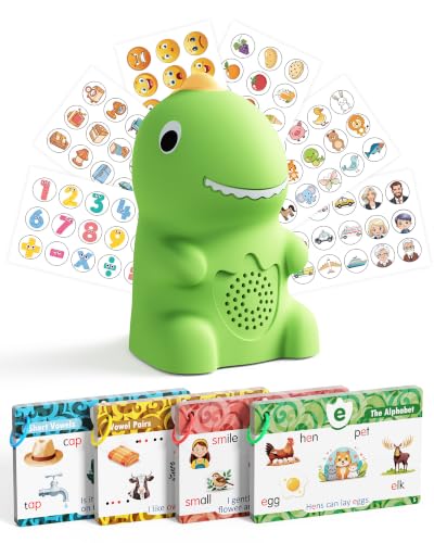 Aullsaty Dinosaur Talking Pen with Phonics Flash Cards, Interactive Learning Toy for Kids Ages 1-6, Autism Sensory & Speech T