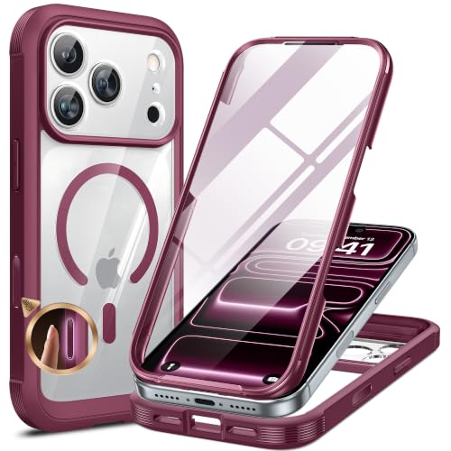 miracase Magnetic for iPhone 17 Pro Case 6.3" [Compatible with MagSafe] Full-Body Phone Case with Built-in Glass Screen Prote