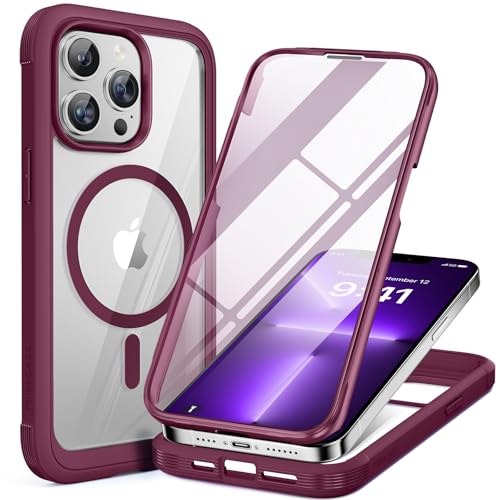Miracase Magnetic for iPhone 13 Pro Max Case 6.7 inch, (Compatible with MagSafe) Upgrade Full-Body Clear Phone Bumper Case wi