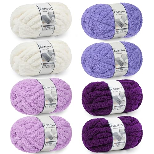 Cozyful Chunky Yarn for Hand Knitting - #10 Chunky Chenille Yarn, Jumbo Big Thick Chunky Yarns for Crocheting, Super Bulky Ch