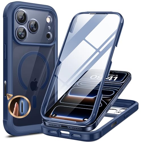 Miracase Magnetic for iPhone 17 Pro Case 6.3-inch [Compatible with MagSafe] Full-Body Phone Case with Built-in Glass Screen P