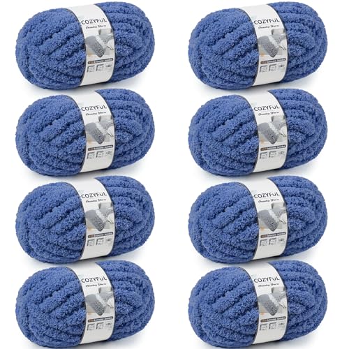 Cozyful Chunky Yarn for Hand Knitting - #10 Chunky Chenille Yarn, Jumbo Big Thick Chunky Yarns for Crocheting, Super Bulky Ch