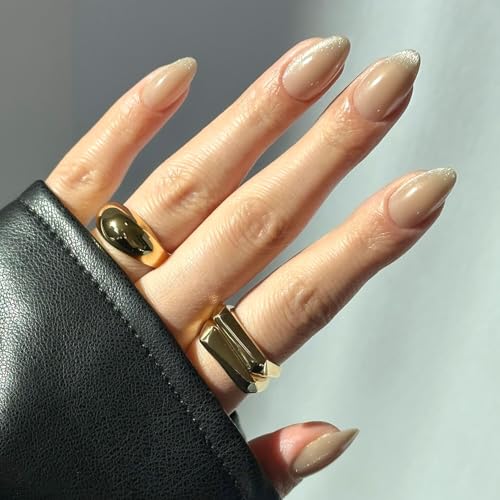 Glamnetic Press On Nails, Short Almond Glossy, Fake Nails 30pc Nail Kit