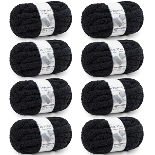 Cozyful Chunky Yarn for Hand Knitting - #10 Chunky Chenille Yarn, Jumbo Big Thick Chunky Yarns for Crocheting, Super Bulky Ch