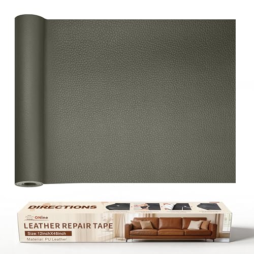 ONine Leather Repair Patch，Leather Repair Tape, 12 x 48 inches Leather Repair Patch for Furniture,Vinyl Repair Kit，Leather Co