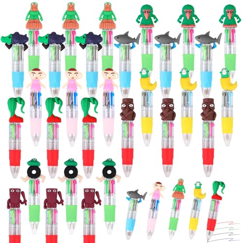 CZWZ 30Pcs Mini Multicolor Pens in One 4-in-1 Cute Pens Bulk, Ballpoint Pen for Birthdays and Parties, Fun Gifts Assorted Ink
