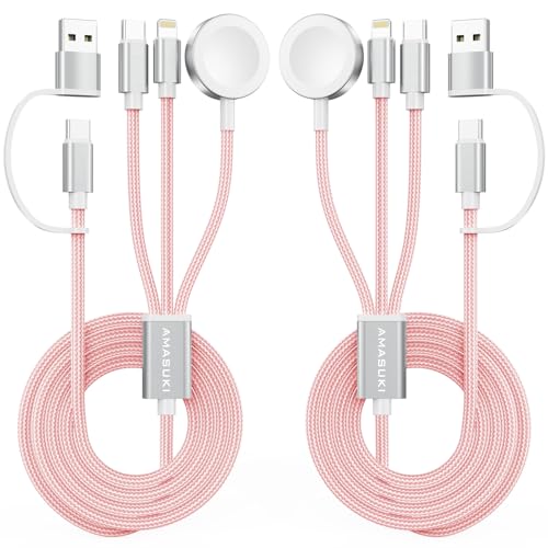2Pack Travel Essentials,3 in 2 USB C Cable for Apple Watch Charger,iPhone Charger,Multi Charging Cable,Cruise Vacation Campin