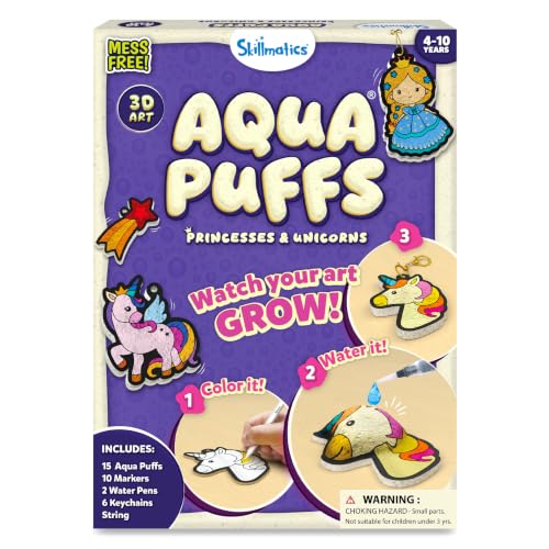 Skillmatics Aqua Puffs Unicorns, Art & Craft Gift for Kids, Paint by Number