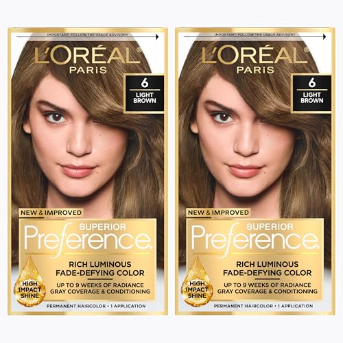 L'Oreal Paris Superior Preference Luminous Fade-Defying Permanent Hair Color, Hair Dye For Up to 9 Weeks of Radiance, Light B