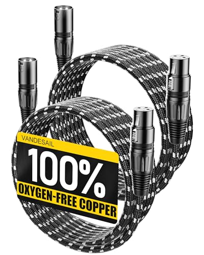 VANDESAIL Microphone Cable XLR Cables 15 Feet 2 Pack,OFC Balanced Shielded