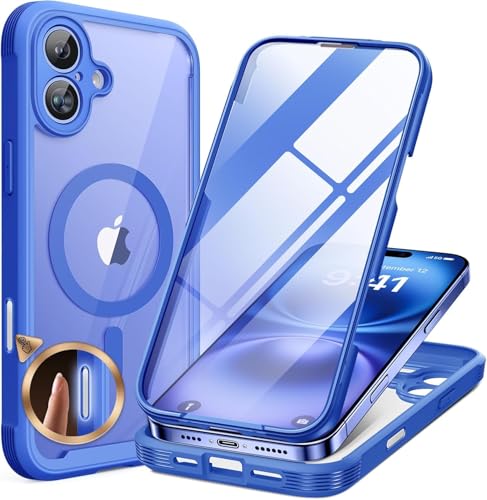 miracase Magnetic for iPhone 16 Plus Case Full-Body Phone with Built-in Glass Screen Protector, [Compatible with MagSafe] Mil