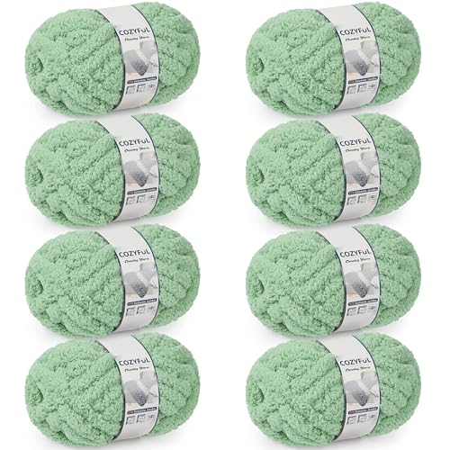 Cozyful Chunky Yarn for Hand Knitting - #10 Chunky Chenille Yarn, Jumbo Big Thick Chunky Yarns for Crocheting, Super Bulky Ch