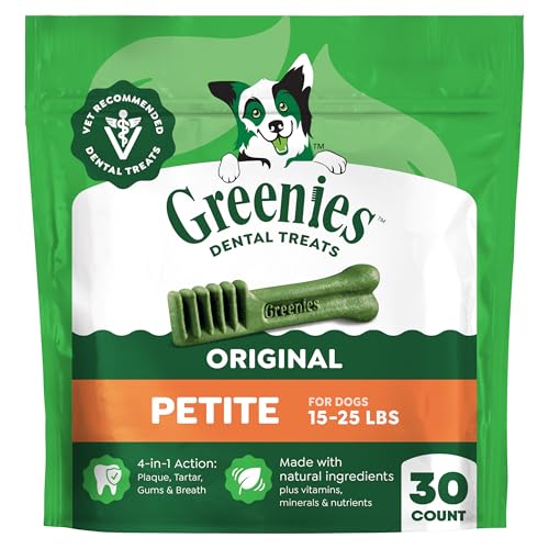 Greenies Petite Natural Dental Dog Treats, Original Flavor, 30 Count