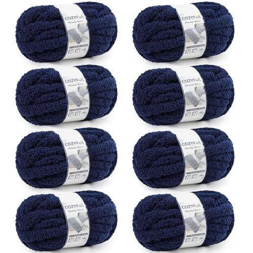 Cozyful Chunky Yarn for Hand Knitting - #10 Chunky Chenille Yarn, Jumbo Big Thick Chunky Yarns for Crocheting, Super Bulky Ch