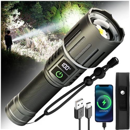 Victoper Rechargeable Flashlight, Titanium 5 Modes Zoomable Flash Light, Bright Real 1500 High Lumens Flashlights, LED Power 