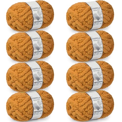 Cozyful Chunky Yarn for Hand Knitting - #10 Chunky Chenille Yarn, Jumbo Big Thick Chunky Yarns for Crocheting, Super Bulky Ch