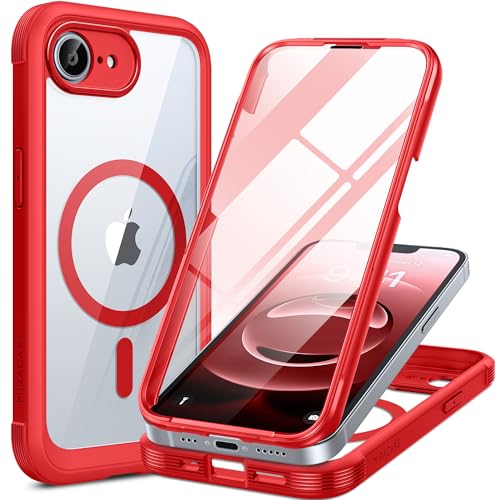Miracase for iPhone 16e & 17e Case with Built-in Screen Protector, Red