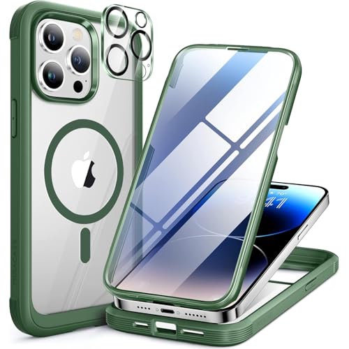 Miracase Magnetic for iPhone 14 Pro Max Case 6.7 inch, (Compatible with MagSafe) Upgrade Full-Body Clear Phone Bumper Case wi