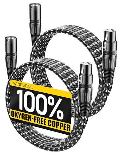 VANDESAIL XLR Cables 10ft 2 Pack Microphone Cable,OFC Balanced Shielded