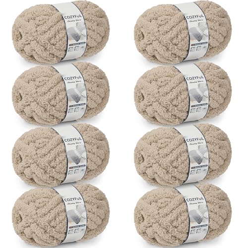 Cozyful Chunky Yarn for Hand Knitting - #10 Chunky Chenille Yarn, Jumbo Big Thick Chunky Yarns for Crocheting, Super Bulky Ch