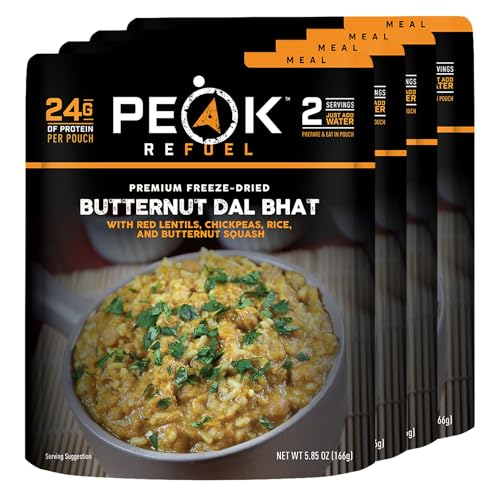 Peak Refuel Butternut Dal Bhat Backpacking Meal Pouches, 4-Pack, 8 Servings